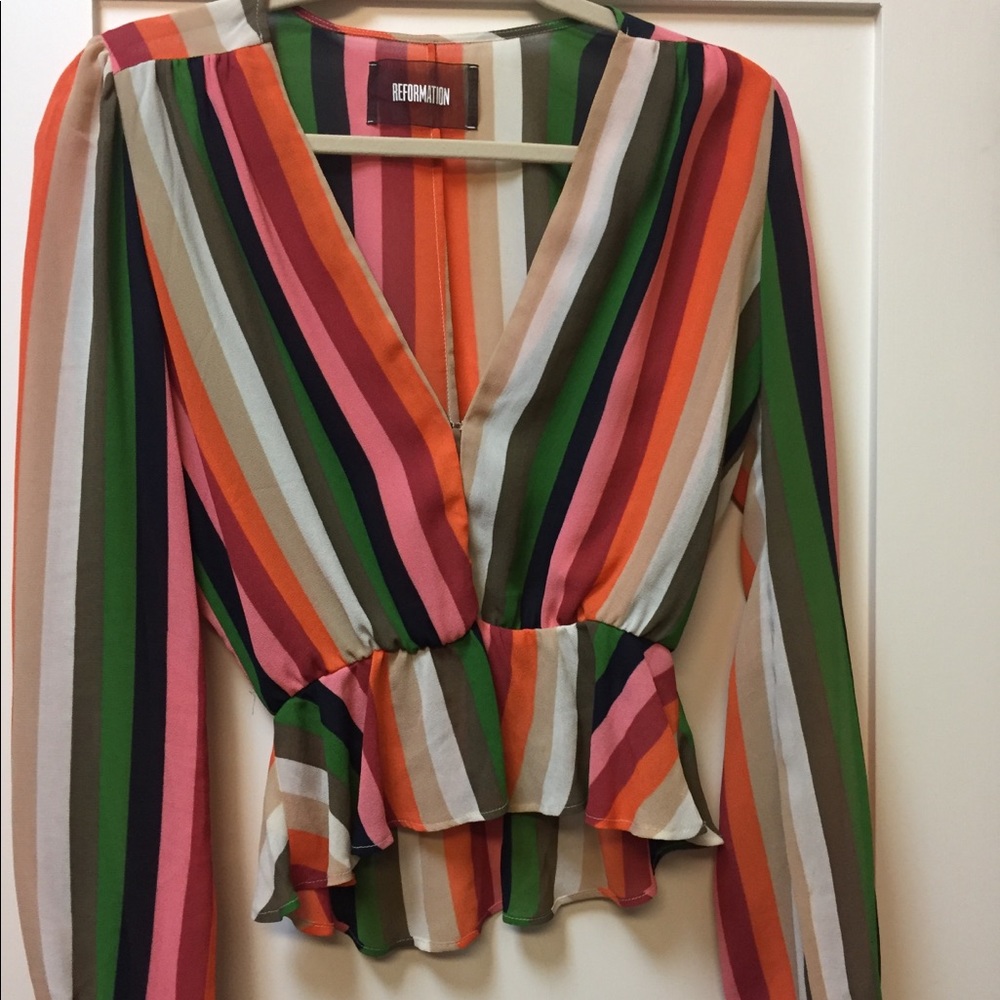 Reformation Camila Rainbow Top size S